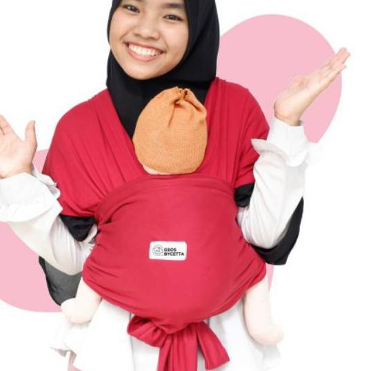 Terbaik  [PAKET] Gendongan Bayi Instan Geos Baby Wrap 2 in 1 With Sash - Maroon..