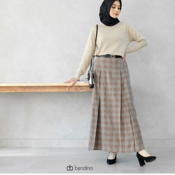 Paling Sesuai.. ROK REMPEL PANJANG  DEWASA MOTIF KOTAK ROK FLANEL TARTAN  KOTAK KOTAK KOREA