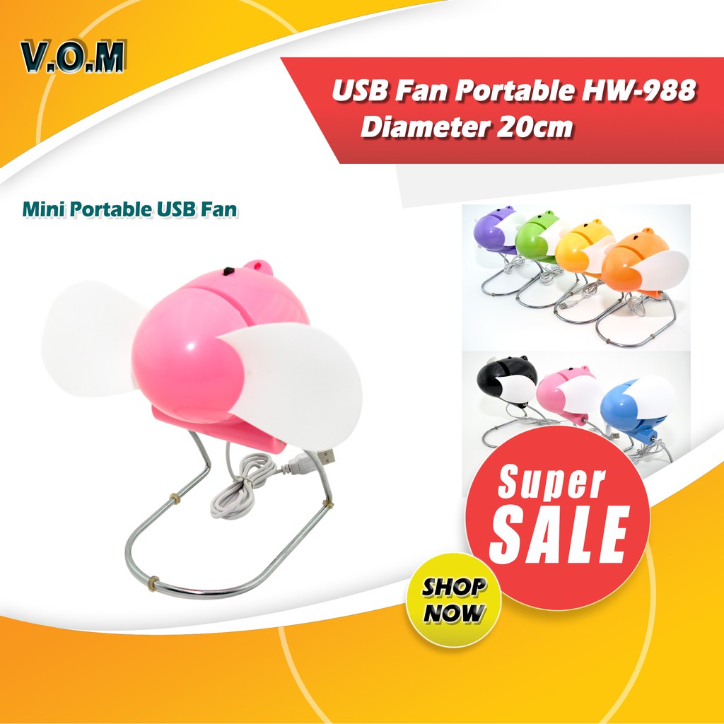 VOM USB Fan Portable HW-988 Diameter 20cm - 0022