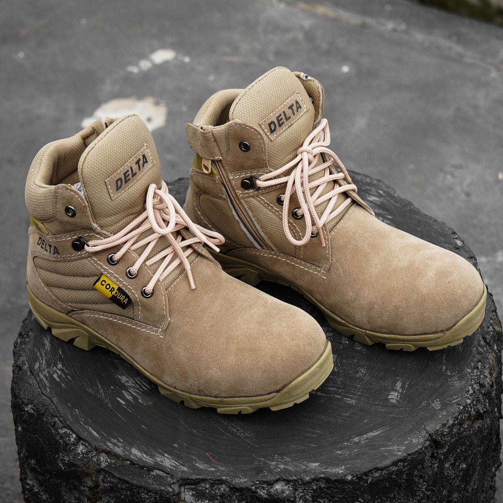 SEPATU SAFETY BOOTS PRIA DELTA LOW TACTICAL CORDURA CREAM GURUN TACTICAL SAFETY || SEPATU PDL SATPOL