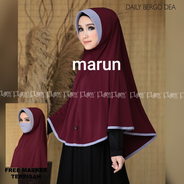 Hijab jilbab khimar jersey syari antem daily bergo dea original flow