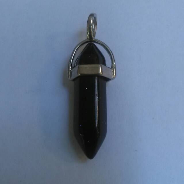 Liontin mini pendulum batu pasir emas biru