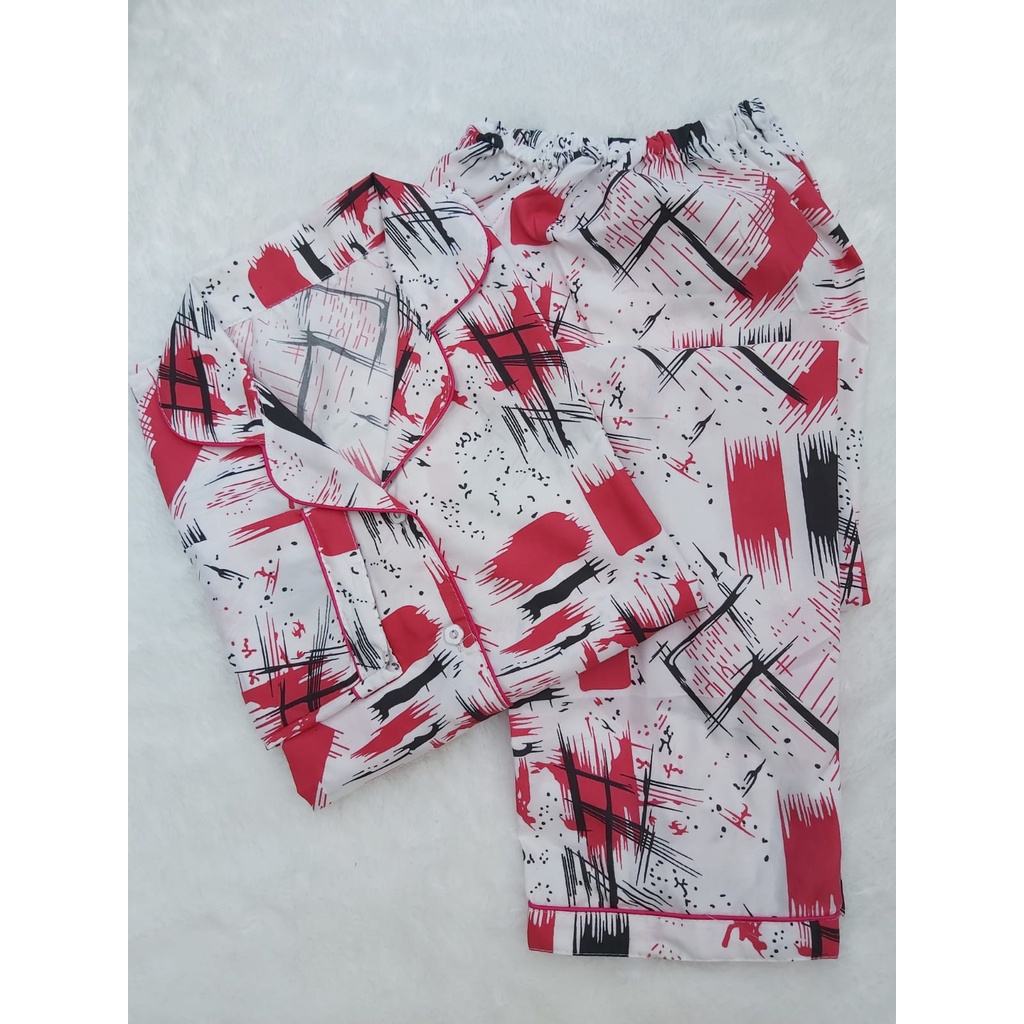 BJ - Piyama PP Wanita kotak / Baju tidur lengan panjang Katun Premium-ABS BRUSH FANTA