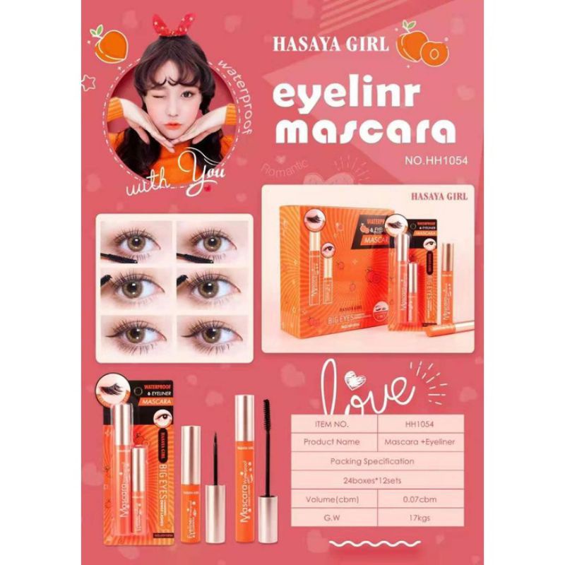 PAKET 2 IN 1 HASAYA GIRL MASCARA AND EYELINER PEACH NO. HH1054