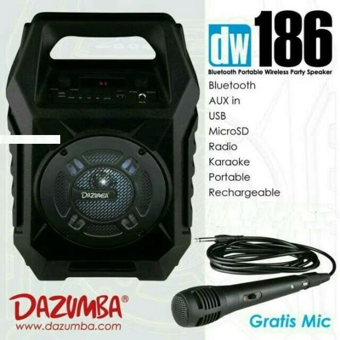 speaker aktif portabel DAZUMBA DW 186 + bonus mic DW-186