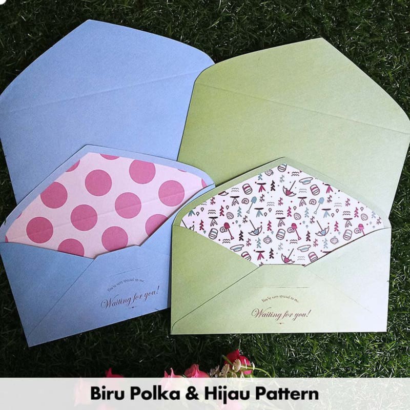 

Amplop Surat / Kartu Ucapan / Wedding - Biru Polka & Hijau Pattern