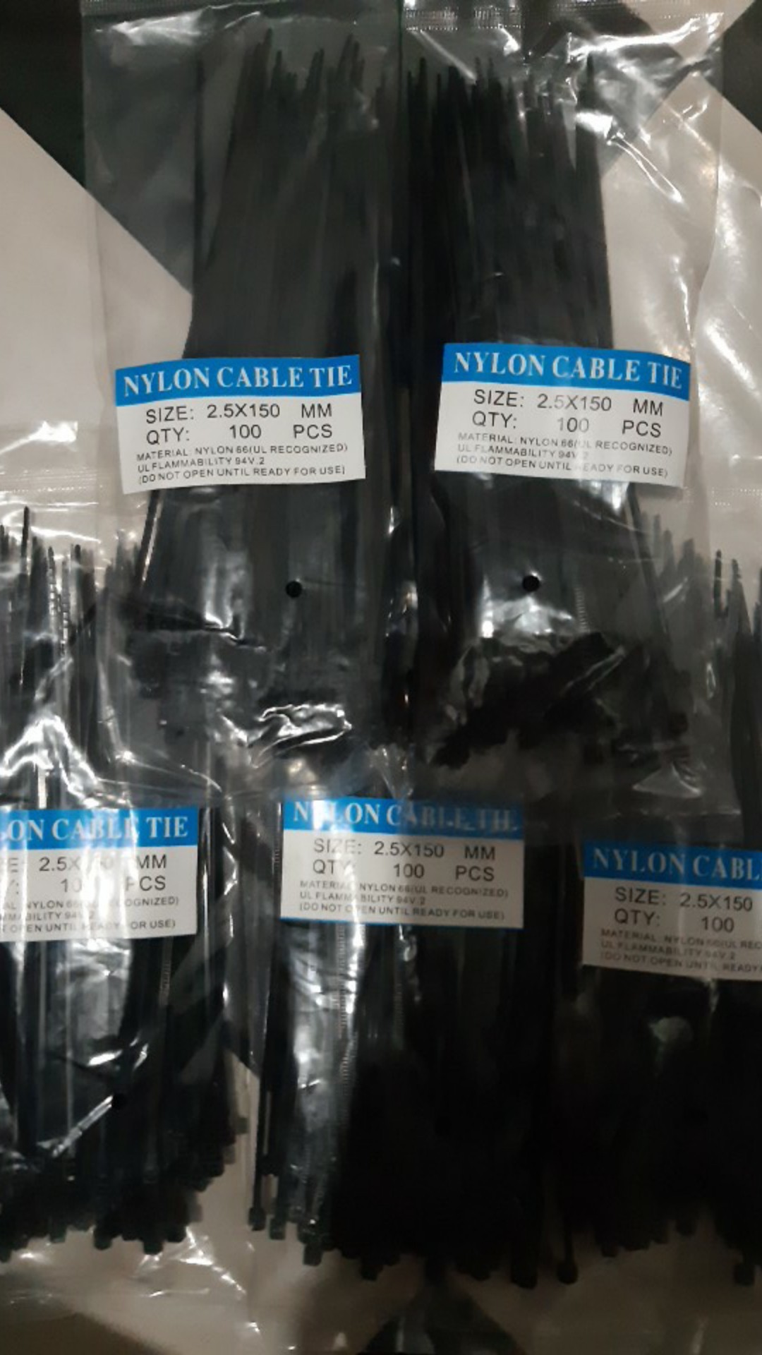 Kabel Ties / Kabel Tish 2.5x150 Mm 15cm Hitam Putih 100 Pc Isi 100pcs