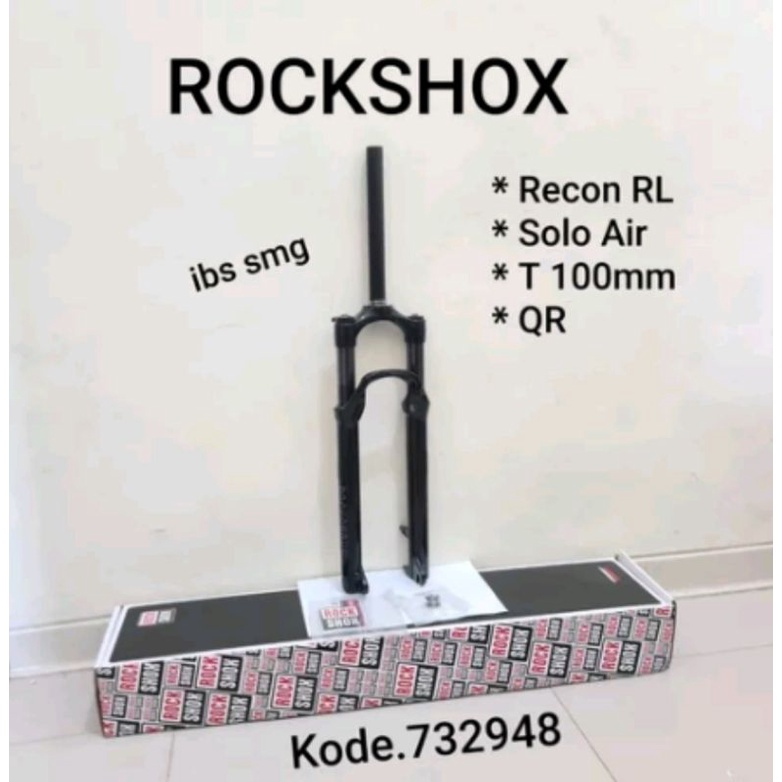 Fork 27.5 Rockshox Recon RL Solo Air Suspensi Travel 100 MM QR .. kode 732948 Sepeda MTb Air Suspensi Garpu