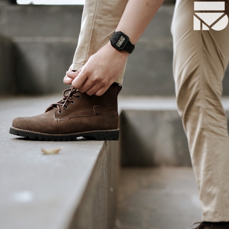 Icon Dark Brown | Sepatu Kulit Asli Vintage Klasik Pria Cowok Men Boots Footwear Ori | FORIND Zapato