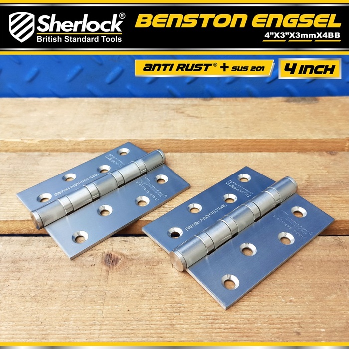 Engsel Stainless Steel 201 Ball Bearing Original Sherlock Engsel Pintu 4 inch