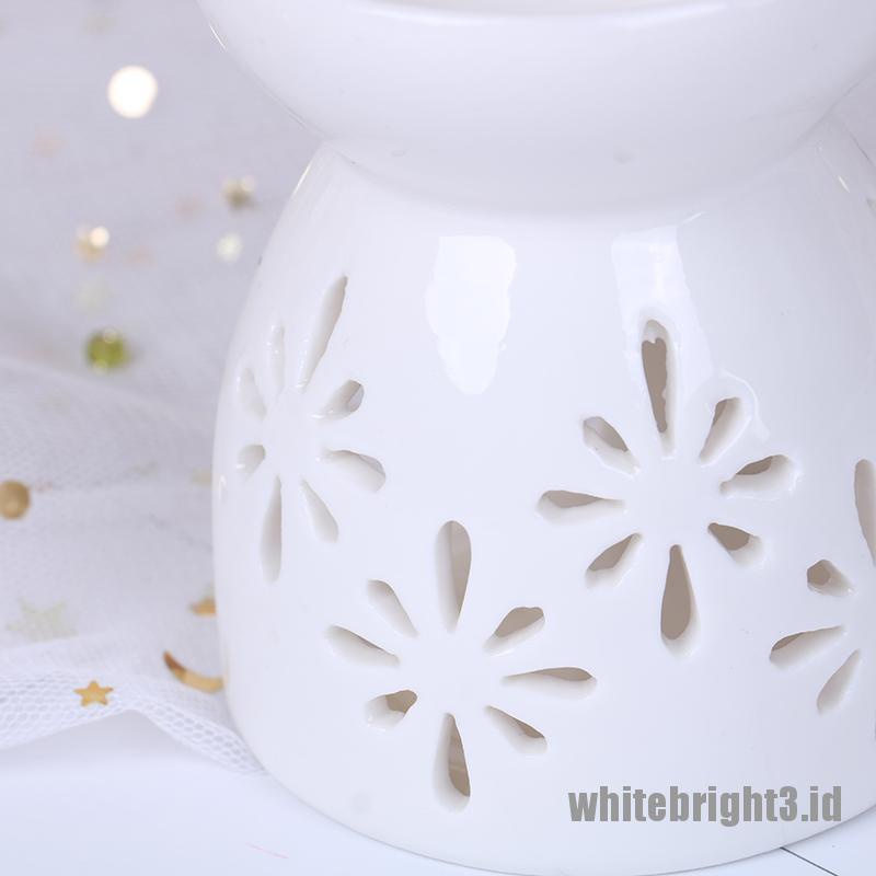 ❤White3 Warna Putih❤ Lampu Lilin Aromaterapi Minyak Esensial Bahan Keramik