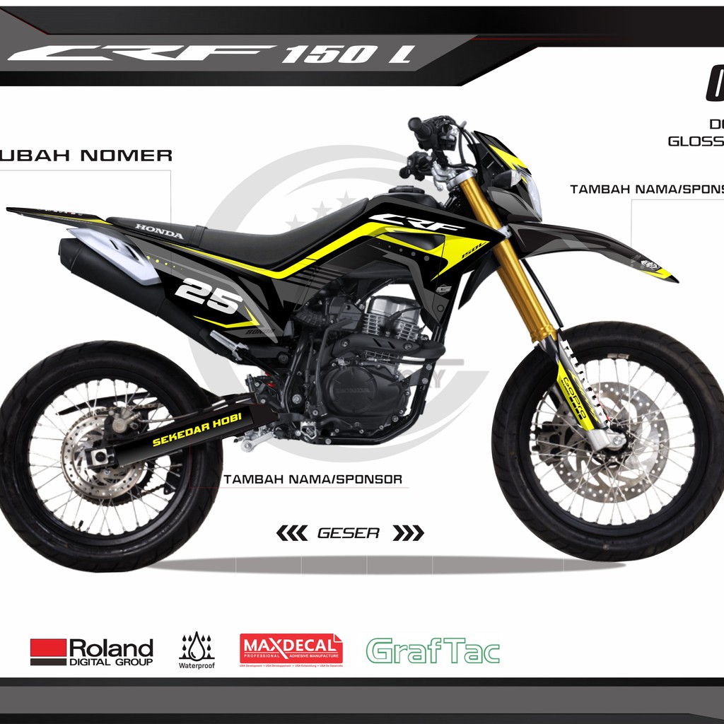 STICKER DECAL CRF 150L FULLBODY CROS/SUPERMOTO 004 BLACK YELLOW GREY