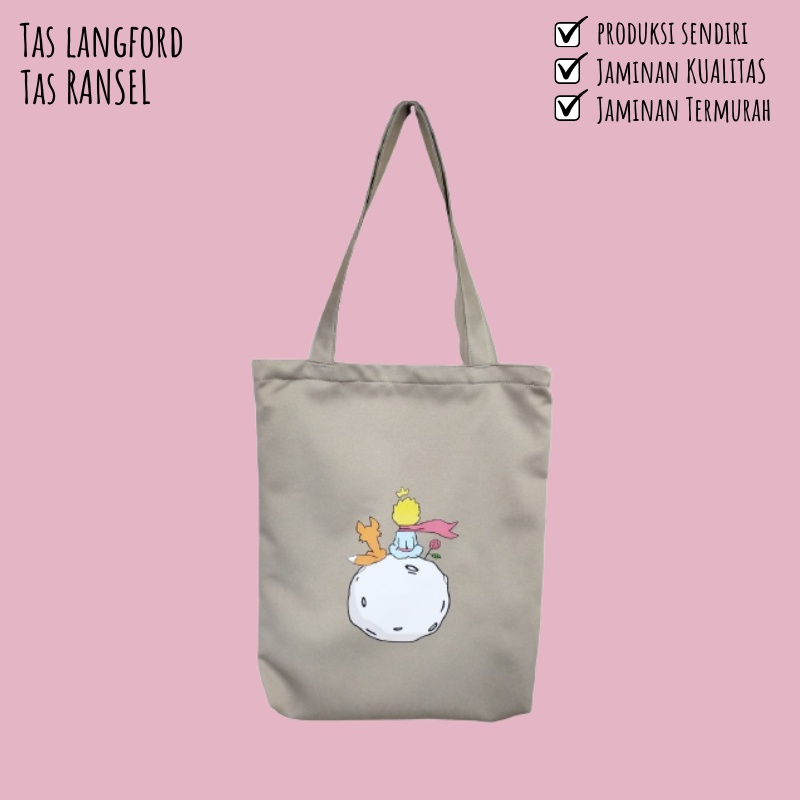 Tas Tote bag Little Prince Art Tas Tangan Cantik Imut Tas Bahu Tas Tangan Wanita Belanja Kasual Elegan Wanita Kekinian