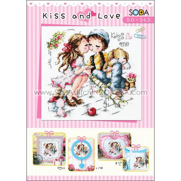 Paket DIY Craft Sulam Kristik Strimin Cross Stitch Sodastitch SO-363 - Kiss and Love Korea Couple