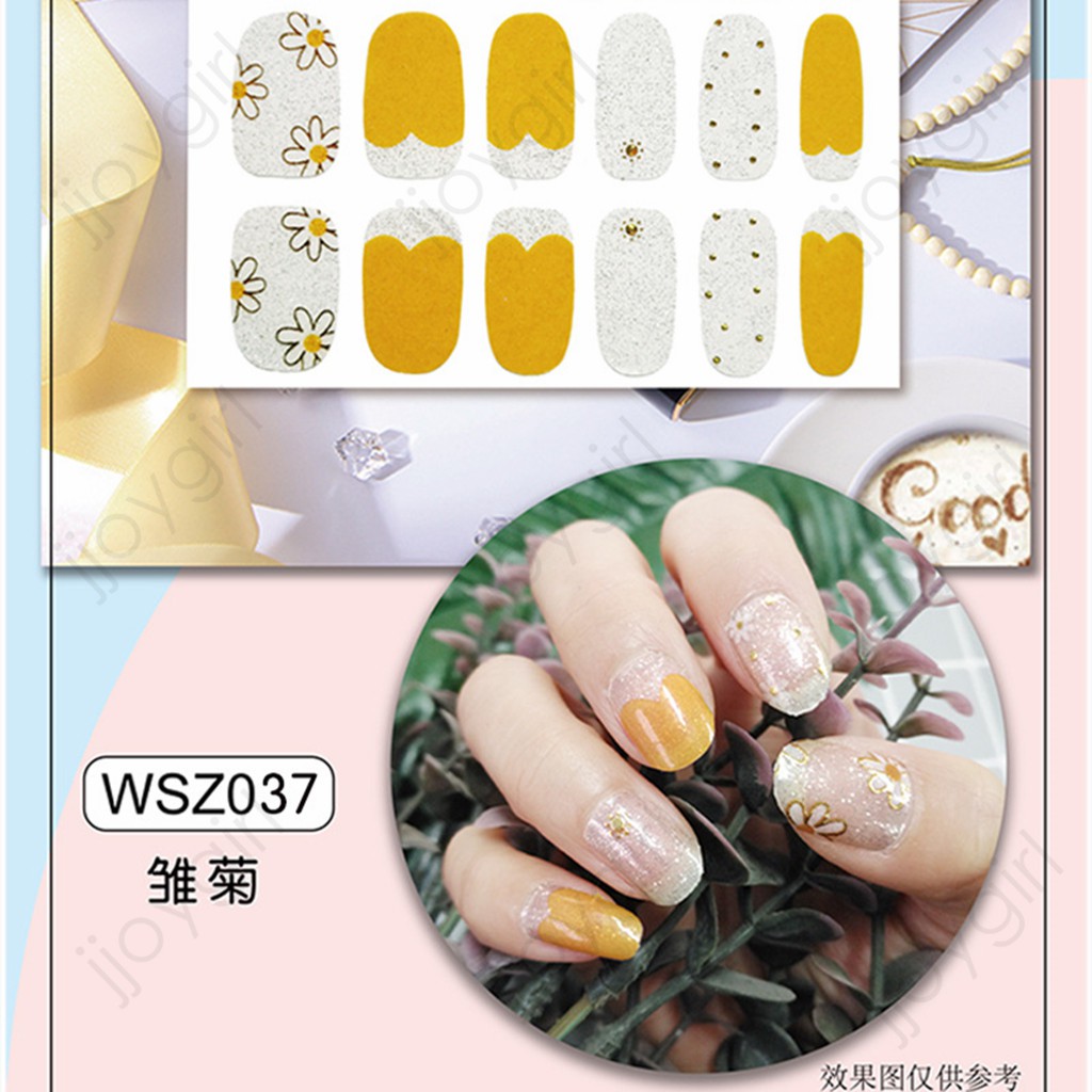 WSZ 3D Nail Sticker Kuku Motif Stiker Kuku Glitter Hiasan kuku DIY Waterproof Nail Art Manicure