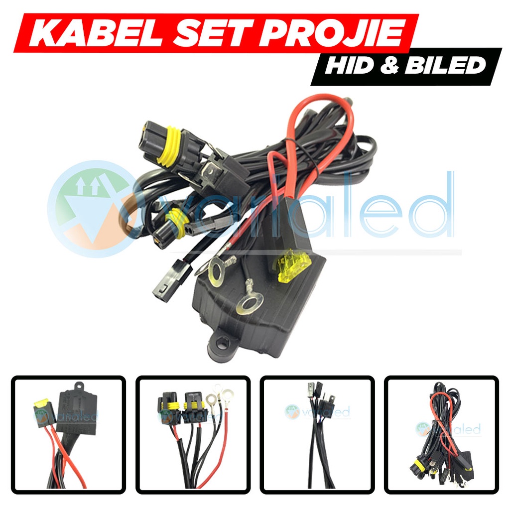 Kabel Set Untuk Mobil Relay HID Projie Biled H4 to HB3 / HB4 Socket Waterproof Selenoid Hi Low Caban