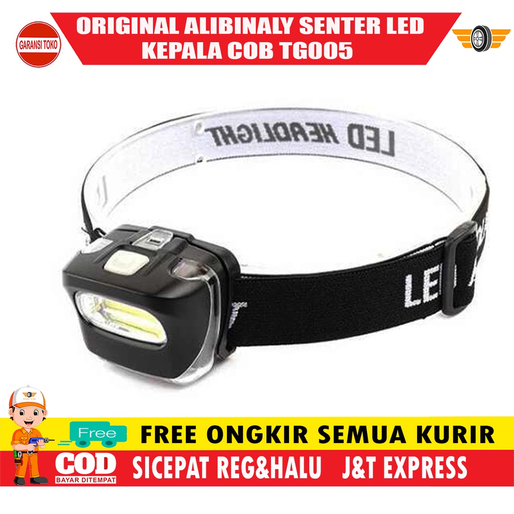 Original Albinaly Senter LED Kepala Camping Gunung Outdoor Senter Kepala Super Terang Senter Kepala 