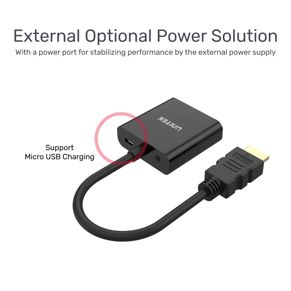 UNITEK Y-6355 HDMI to VGA with 3.5mm Jack Audio &amp; Micro HDMI Adapter