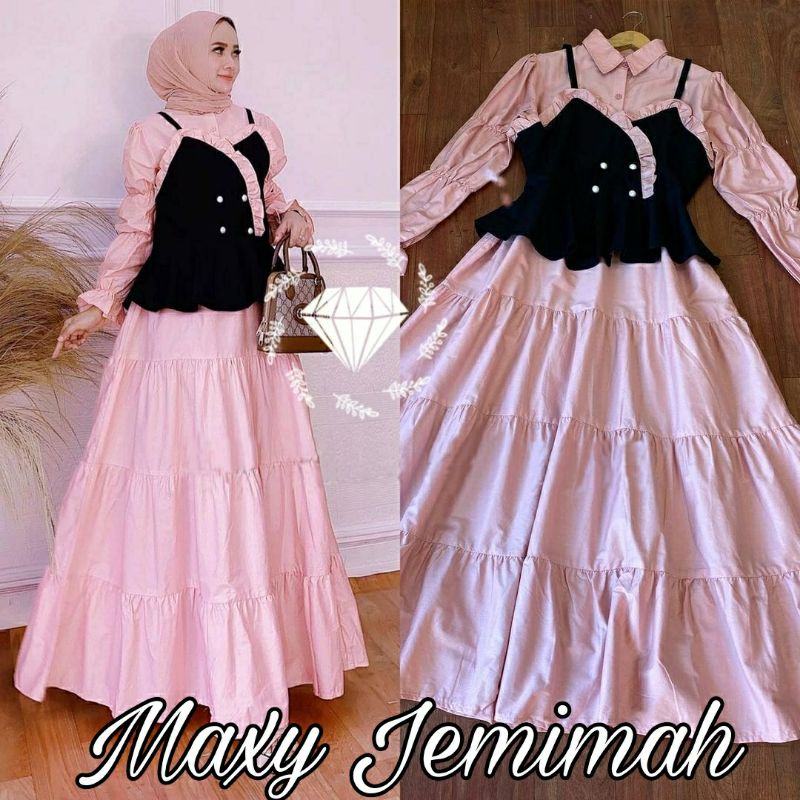 PCS MAXY JEMIMAH 2IN1 BAHAN MOSCREPE 4 UKURAN L XL XXL 3XL MR ADA VIDEO REVIEW PRODUK