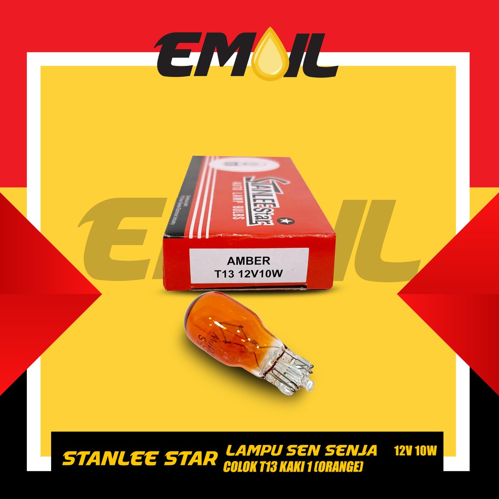 Bohlam lampu sen senja colok T13 12v kaki 1 10w orange stanlee star