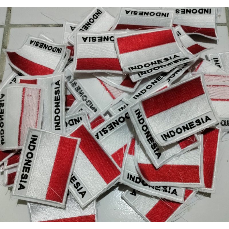 LOGO BORDIR EMBLEM BENDERA MERAH PUTIH 7 X 5 CM