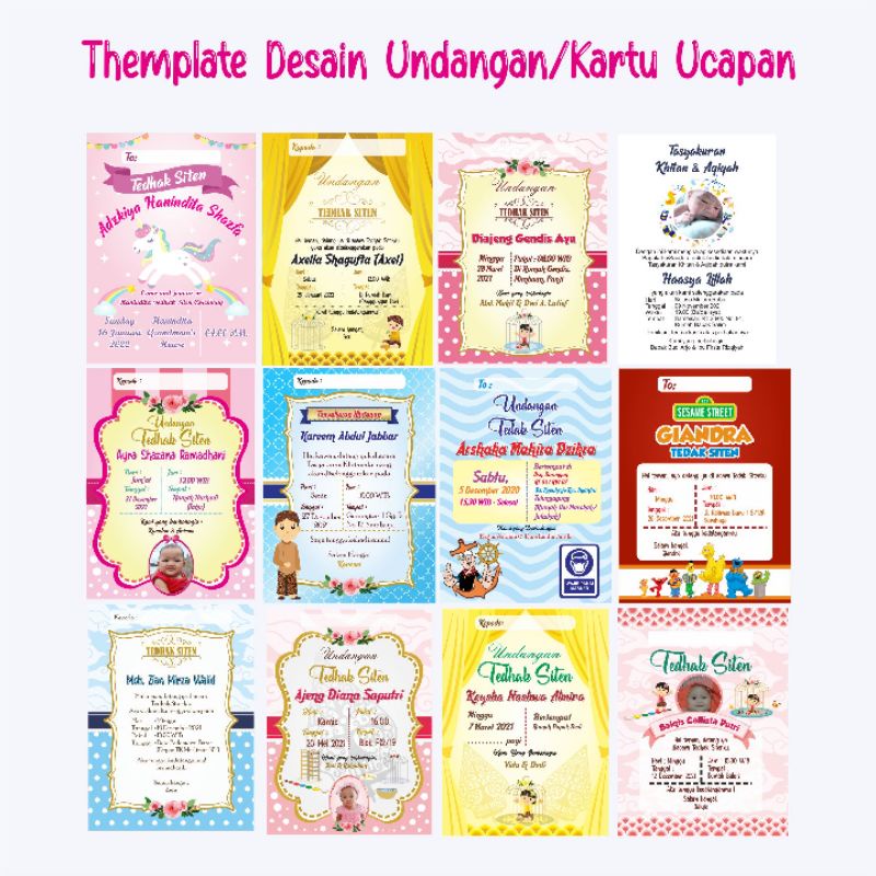Undangan/ Kartu Ucapan Ulang Tahun/ Tedak Siten/ Khitan