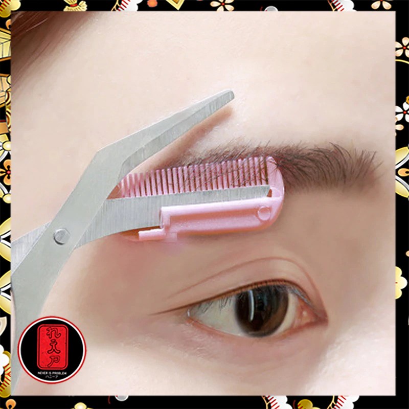 Xiumei Gunting Cukur Alis Mata Eyebrow Trimmer Scissor Comb - XIU1 - Pink