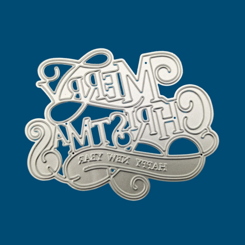 Zzz Cetakan Stensil Cutting Dies Motif Merry Christmas / Tahun Baru Untuk Scrapbook / Craft DIY