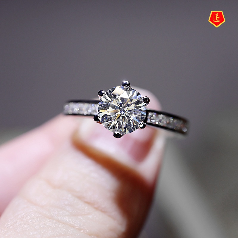 [Ready Stock]Fashion Elegant Moissanite Crown Six Claw Ring