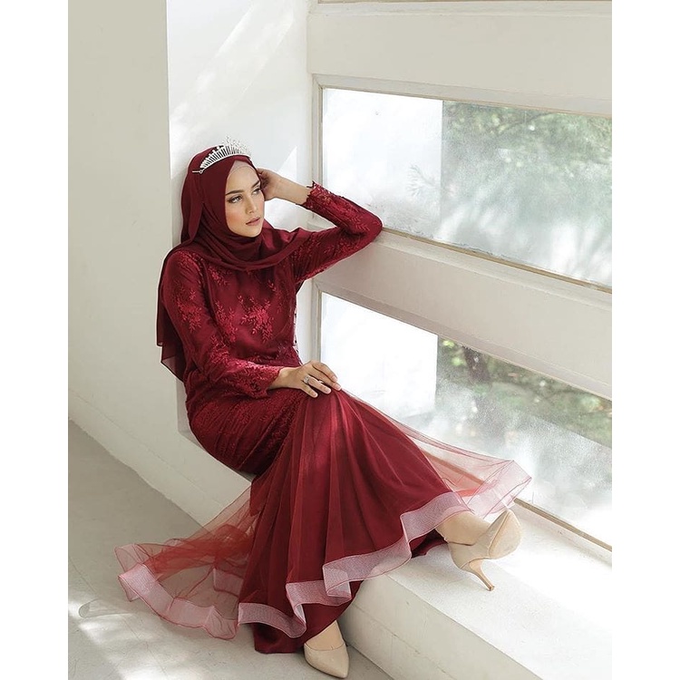 COD Bridesmaid Gamis Brukat Duyung Brokat Burkat Pesta Muslim Modern Murah Wanita Dewasa Terbaru