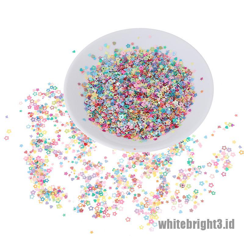 (white3) 15g Payet Glitter Bentuk Bintang / Hati Bahan Resin Untuk Dekorasi DIY