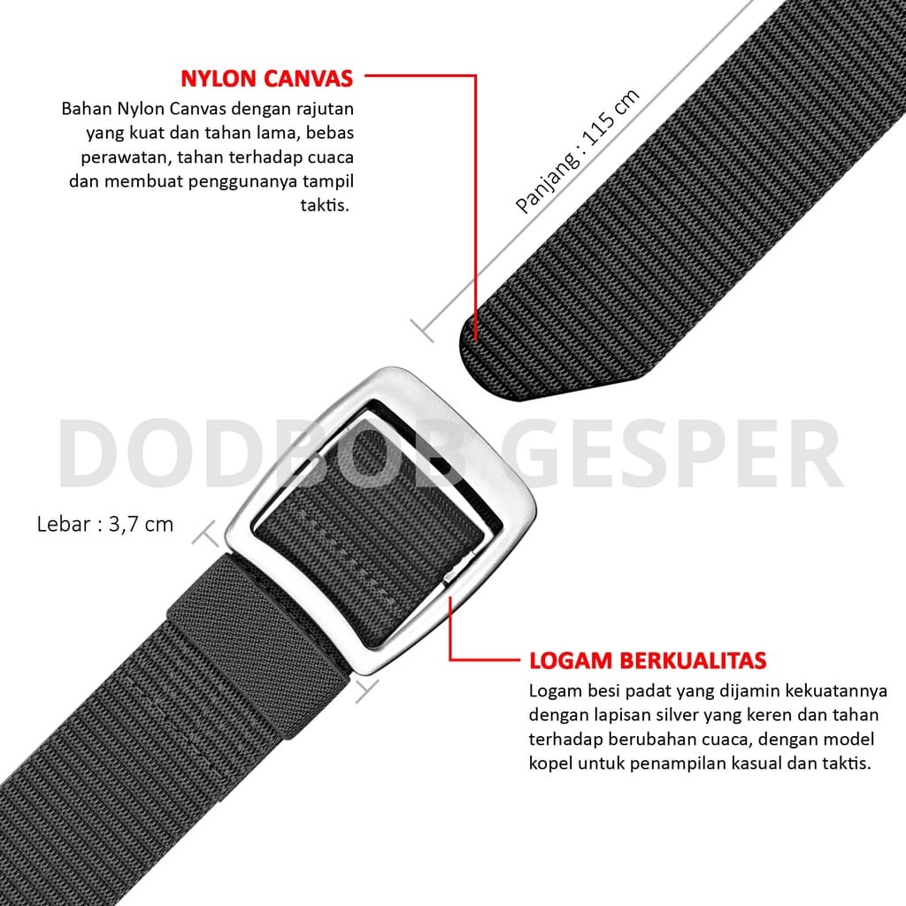 Ikat Pinggang Tali Nylon Canvas Sabuk Kepala Kotak Gesper Men Belt Kepala Babet Alloy Aksesoris Fashion Unisex Ikat Pinggang Pria Wanita Bahan Canvas CODE LZD19