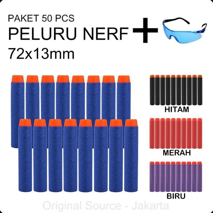 PAKET 50pcs Peluru Nerf Gun + 1pc Kacamata Nerf Pelindung Mata - F102
