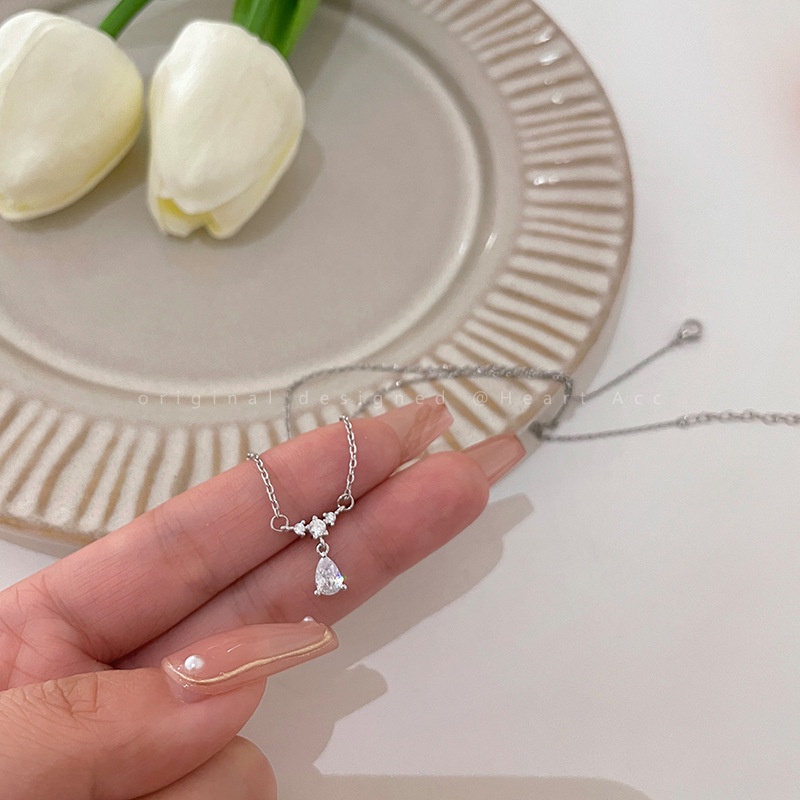 Kalung Liontin Water Drop Bahan Zircon Untuk Wanita