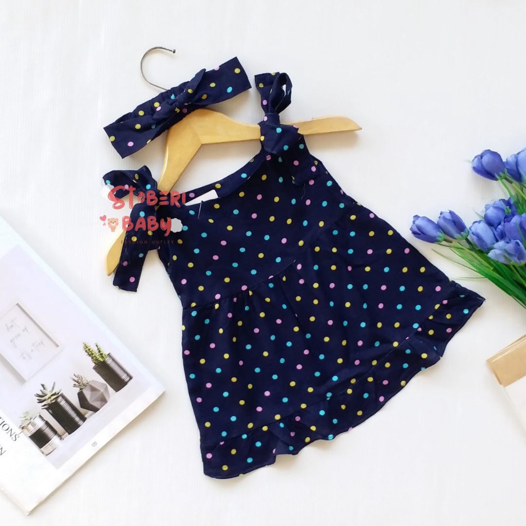 stoberi baby - BBB DRESS MAUREEN dress anak perempuan bayi motif bunga lucu free headband PART 2