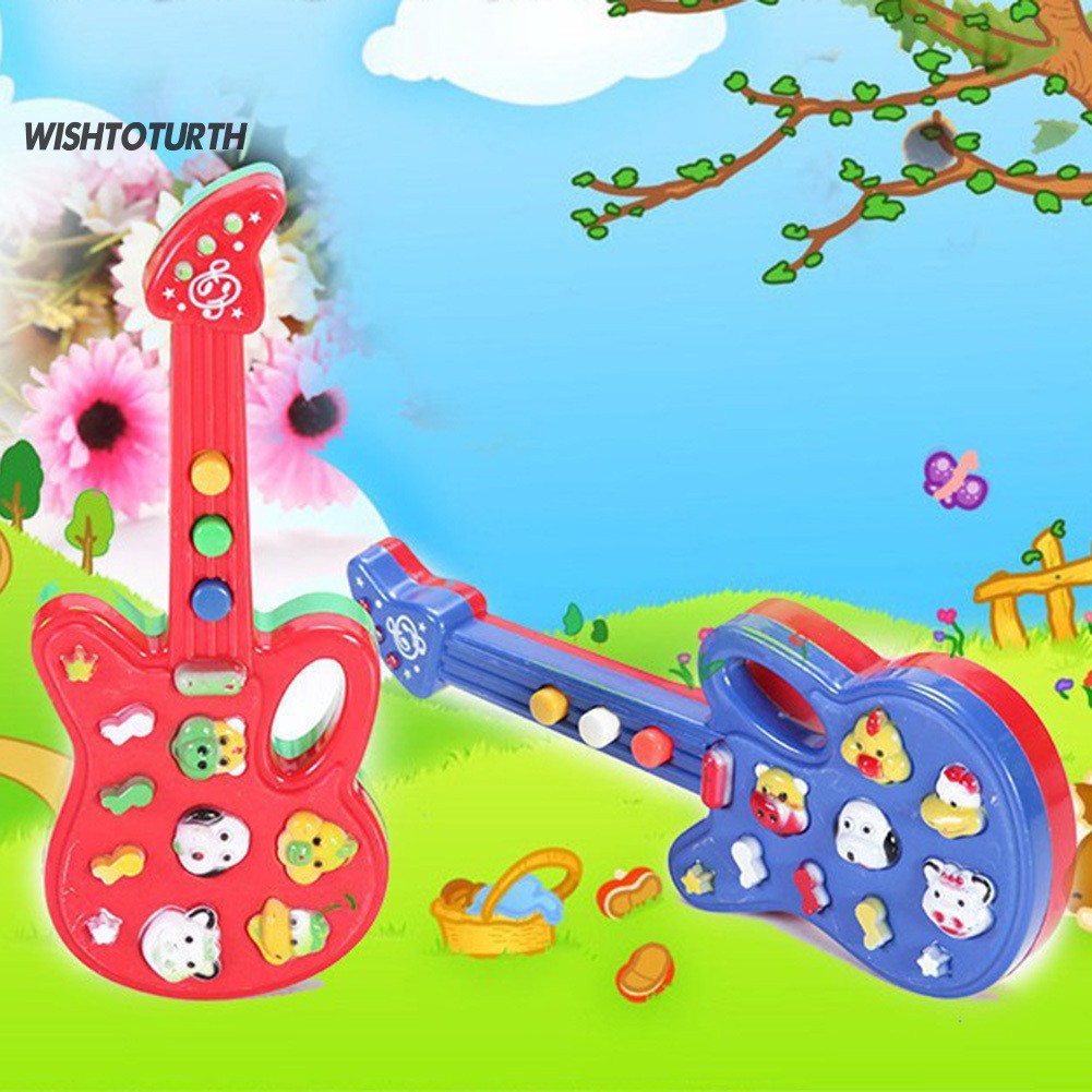 Wq Mainan  Gitar Elektronik Kartun Bahan Plastik  untuk Bayi  