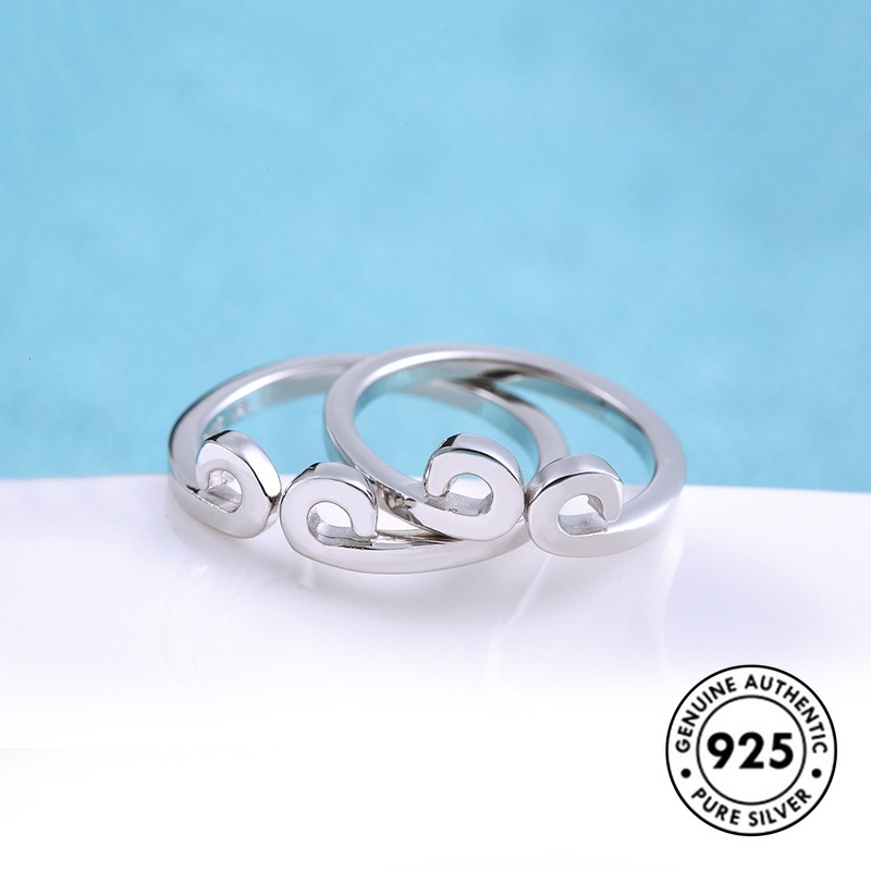 Cincin Model Terbuka Bahan S925 Silver Untuk Pasangan