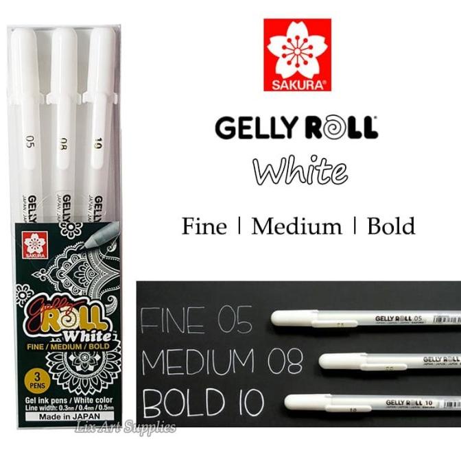 

Ready stock] Sakura Gelly Roll Ink Pen White Set 3 (White Pen)