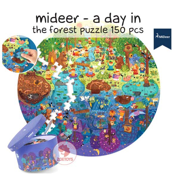 Zoetoys Mideer Wandering Through The Space Round Puzzle 150 Pcs | A Day In The Forest | Dive into the Sea | Bulat Cari Kado Natal