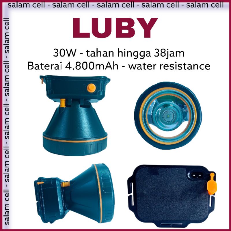 Senter Kepala LUBY 30W Baterai 4.800MaH Nyala Kuning Original