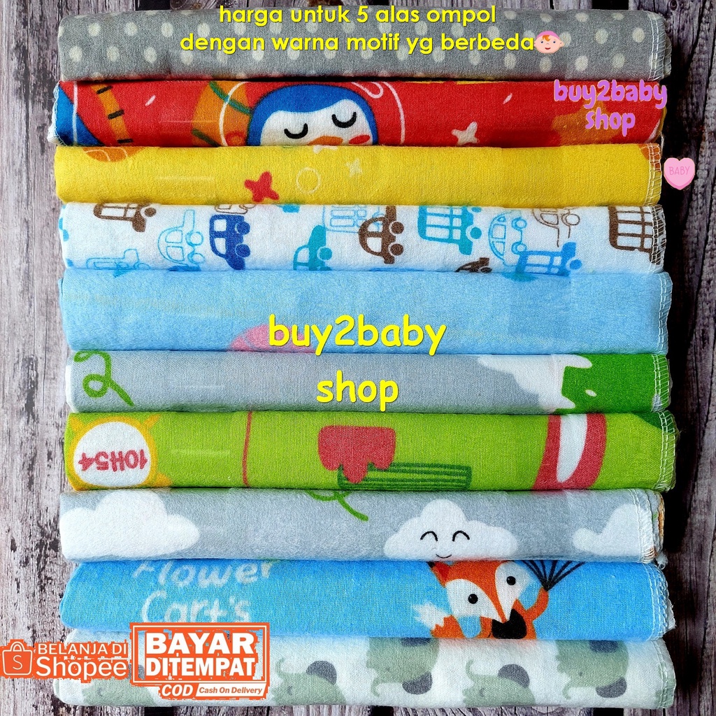 Alas ompol bayi merk Flower bahan flanel halus dan lembut full print motif baby boy/girl isi 5 PCS