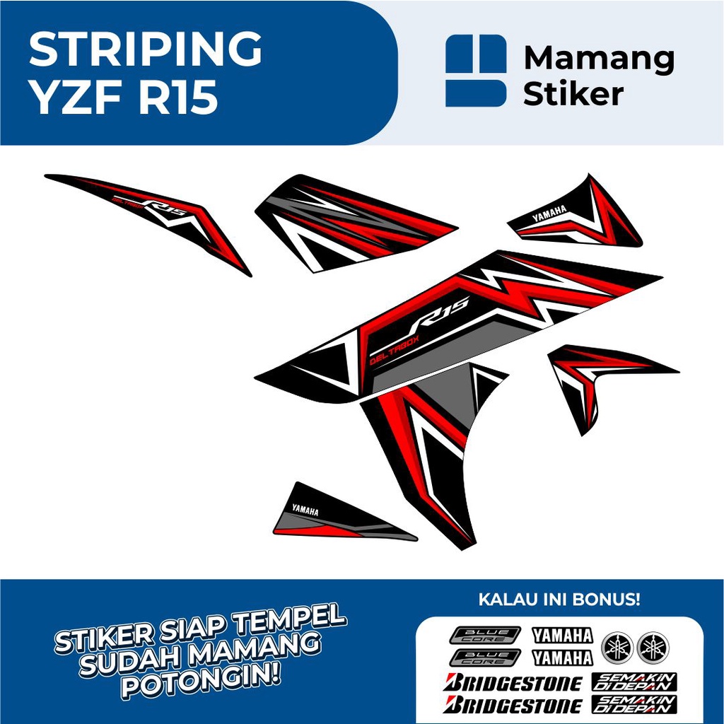 STRIPING YAHAMA R15 V2 SEMIFULLBODY GRAFIS (3) SIMPEL/STICKER MOTOR R15 LAMA SEMI FULL BODY/STIKER R