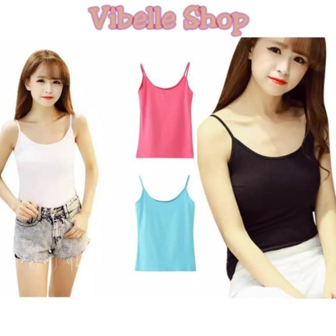 Promo Tahun Baru TankTop Tali Kecil Baju Wanita Vibelle - Putih