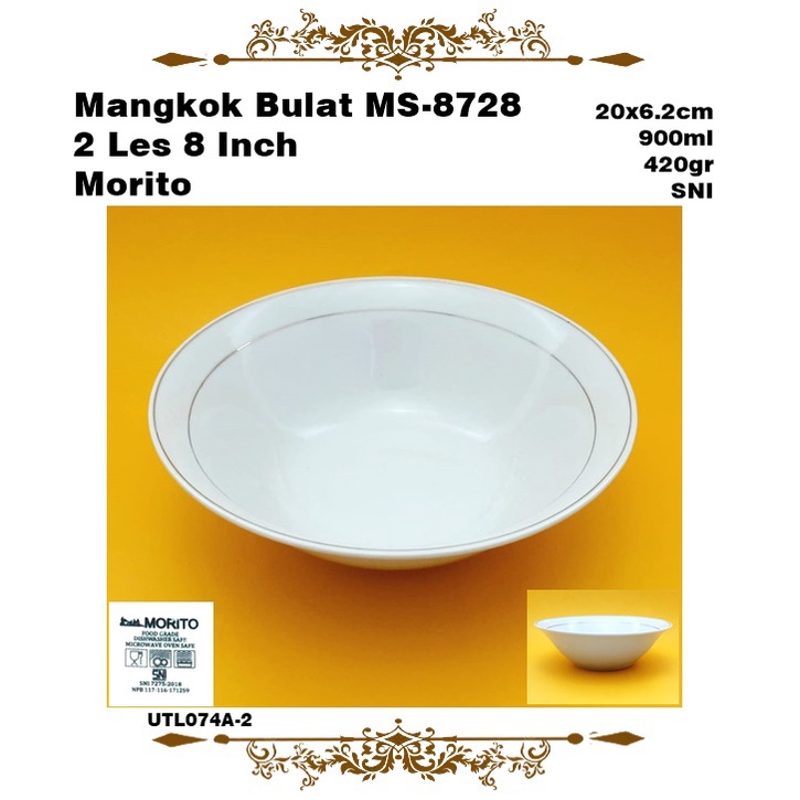 Mangkok Keramik Bulat 2Les MS-8728/Mahkota MS-8758 2 8 Inch Morito  SNI