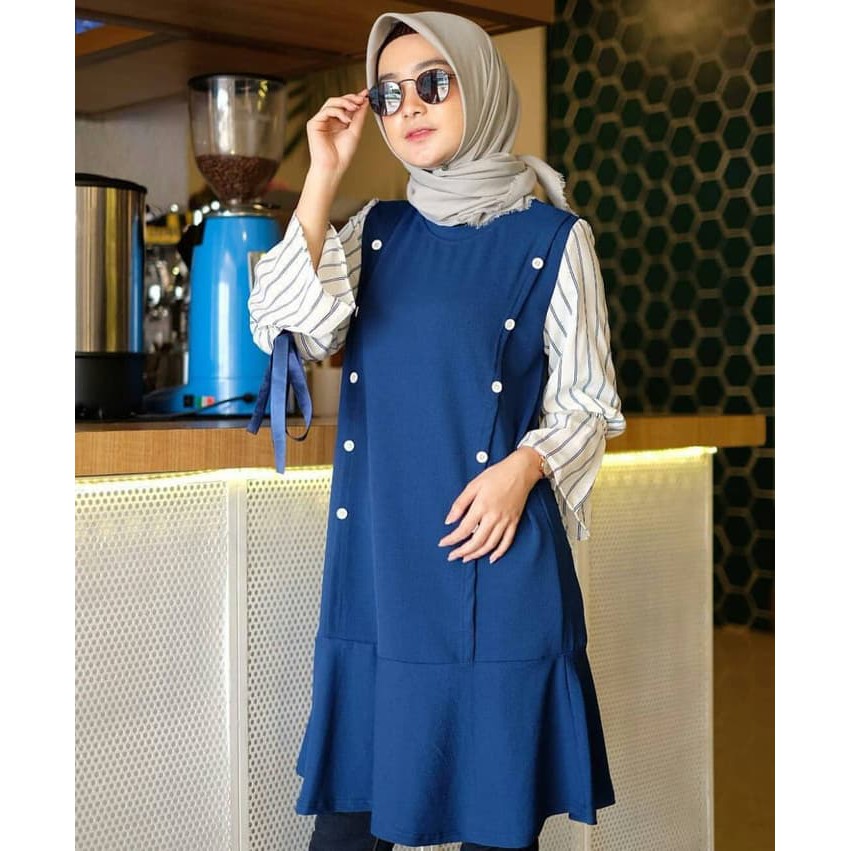 Atasan Wanita | Tunik Muslim | Atasan Tunik / Tunik Audi Bahan Balotelli Mix Katun Fit L