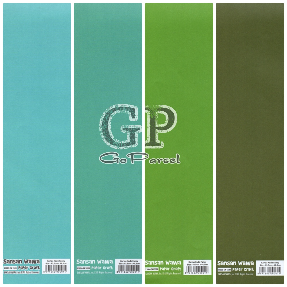 ( 5 Lembar ) POLOS SANWA - KERTAS KAD GREEN TOSCA SERIES - GIFT WRAP PAPER SANSAN WAWA SERI HIJAU / HIJAU MUDA / LUMUT / DAUN