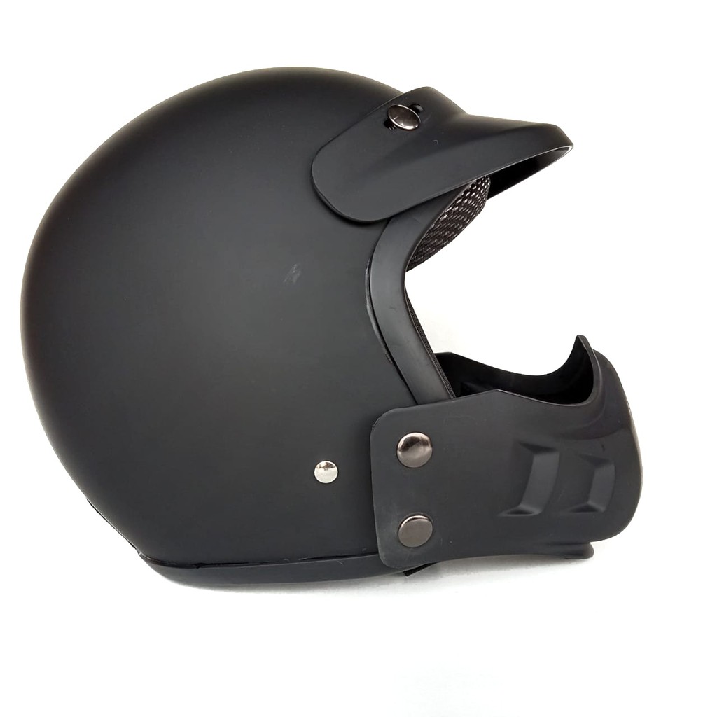 Helm Retro Cakil Modular Black Doff ( Vespa / Klasik / Vintage / Bogo )