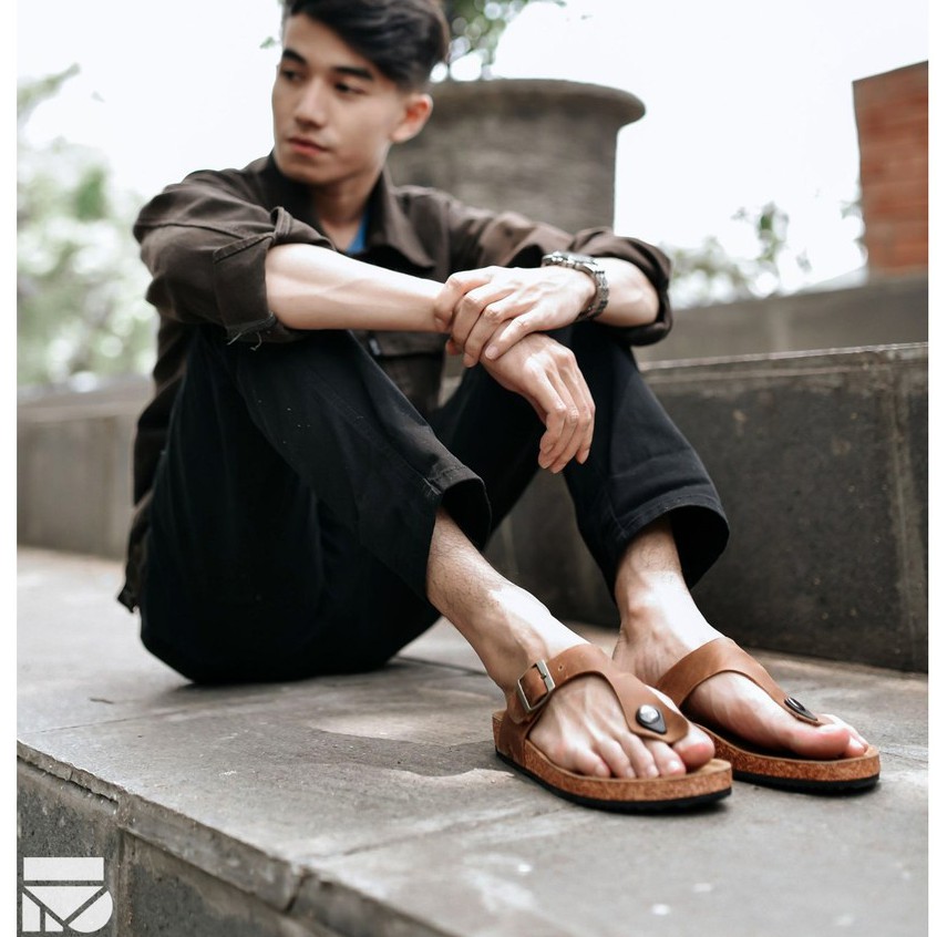 Enzo Brown | Sandal Kulit Asli Casual Simple Pria Cowok Men Sendal Footwear Ori | FORIND x Zapato