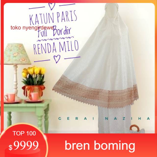 Mukena Bordir Mukena Katun Paris Dewasa Putih Renda Milo Adem Cantik