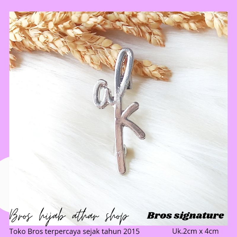Bros B/bross signature branded /brooch button/Bros hijab buttonscarves Athar shop scarves murah-Wk 002 silver